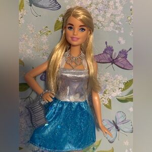 Barbie Doll with Silver Top and Blue Skirt